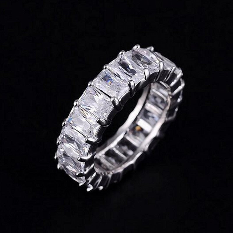 SILVER FULL SQUARE Diamond ENGAGEMENT WEDDING Stone Rings